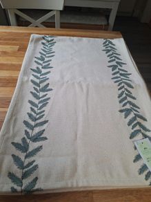 Cream green table runner
