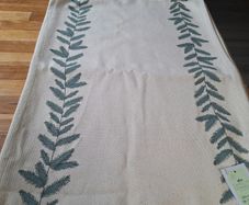 Cream green table runner