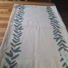 Cream green table runner