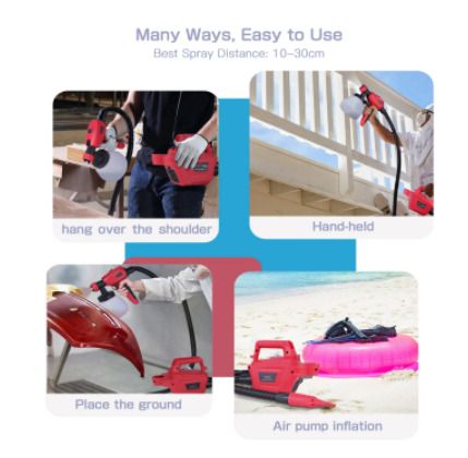 800W Electric Spray Gun 1300ML Large Capacity High Power Paint Sprayer 3 Nozzle Sizes Adjustable