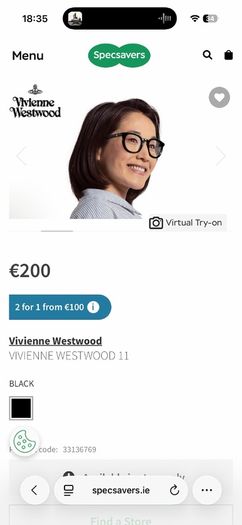 Vivienne Westwood black acetate round frame glasses eyeglasses