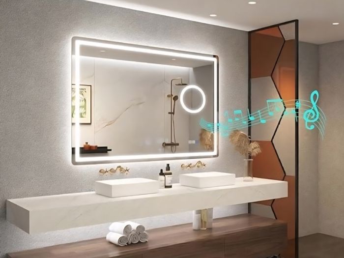 LED Bathroom Mirror Speakers Antifog 70x100 or 100x70cm