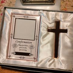 Confirmation set with frame and cross, new in box