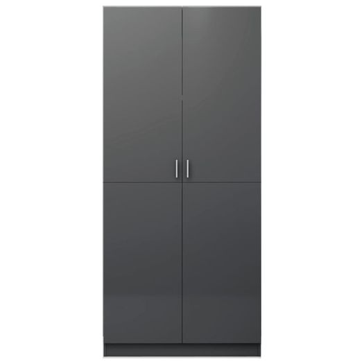 Wardrobe High Gloss Grey 80x52x180 cm Chipboard