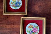 Vintage pair of handpainted &amp; framed limoges plaques