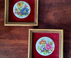 Vintage pair of handpainted & framed limoges plaques