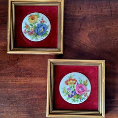 Vintage pair of handpainted & framed limoges plaques