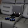 Knox 2 Seater Dark Grey Electric Leather Recliner Sofa Image 5