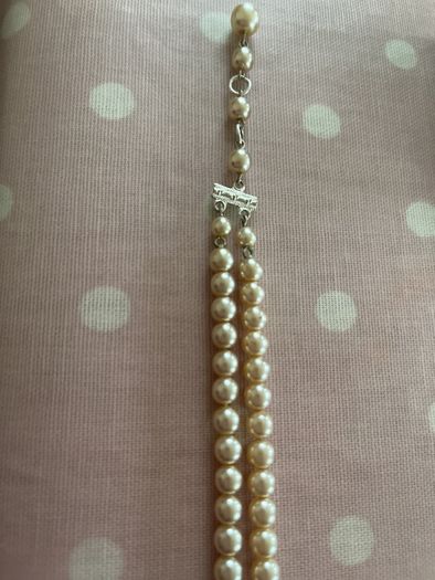 Double strand Faux pearls with Diamond clasp