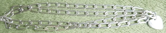 Vintage Tiffany & Co Extremely Long Heavy Chain Heart Tags Pendant In Sterling Silver 925 Length 38" Weight 67,30g