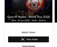 Guns And Roses Vip Tickets X 2