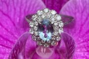 Vintage Aquamarine and Diamond 18ct Gold Cluster Ring