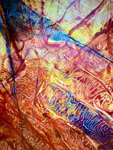 Large 2001 Crimson Abstract Expressionist Painting - Signed C.A. Clayton (Ballymena Frame)