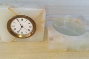 Vintage marble clock and ashtray