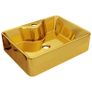 Wash Basin with Faucet Hole 48x37x13.5 cm Ceramic Gold Image 2