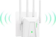 WiFi Extender Booster, WiFi Booster 4 Antennas Ethernet Port, 30 Devices WiFi Booster Range Extender, Covers Up to 5000 Sq.ft, Quick Setup, Works with Any WiFi Router, UK Plug