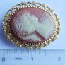 Vintage Cameo Carved  Gold tone Pin Brooch Image 10