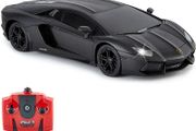 Lamborghini Aventador Official Licensed Remote Control Car with Working Lights, Radio Controlled On Road RC Car 1:24 Scale, 2.4Ghz Matte Black, Great Toys for Boys and Girls (FREE POSTAGE)