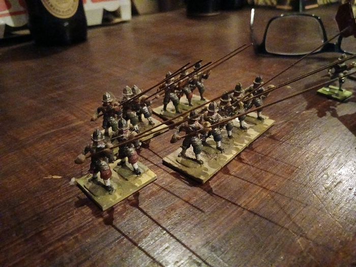 Painted metal pikemen,Warhammer?