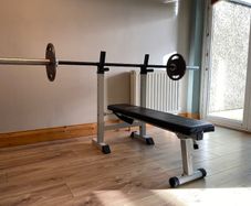 Complete Home Gym Weight Set, 100kg Plates + 20kg Olympic Barbell + Adjustable Bench