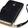 SAMSUNG i9500 GALAXY S4 Wallet Case Cover Black & Tan Image 2