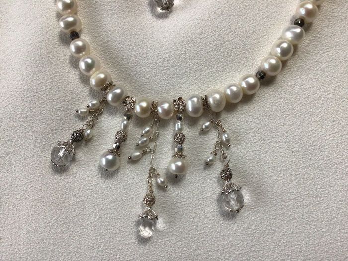 Brand New Sterling Silver and Freshwater Pearl Necklace and matching Earrings