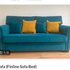 Finline 3 Seater Sofa Bed Teal Velvet