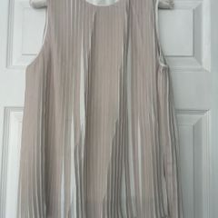 COS Sleeveless Beige Pleated Blouse - High Neck - UK 8 - Lined