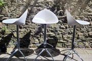80s "Fasem" Italy, trio of leather &amp; chrome barstools