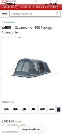 Brand new Vango savannah air 400 and Vango tent carpet