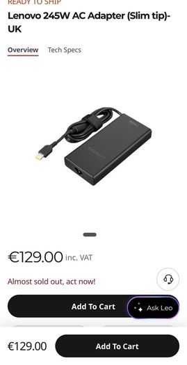 245W Lenovo legion AC Adapter New !