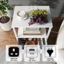 Bedside Table with Charging Station, Side Table with 2 USB Ports and Outlets, Nightstand with Cloth Drawer, Set of 2, End Table, White Image 5