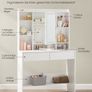 Dressing Table with LED Lighting, 3 Colours with Adjustable Brightness Image 5