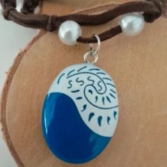 Unused, originally packaged Heart of the Ocean necklace, Te Fiti, blue with pearls, Vaiana, Moana, Disney,