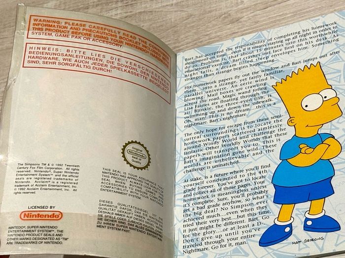 The Simpsons Barts Nightmare for SNES - Boxed
