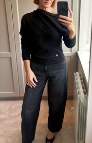 Lucy Nagle 100% cashmere black one shoulder jumper