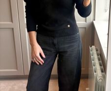 Lucy Nagle 100% cashmere black one shoulder jumper
