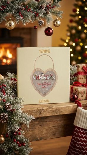 "Christmas Is The Most Wonderful Time Of The Year" Snowman Heart Plaque