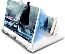 12 inch Phone Screen Magnifier, 3D HD Phone Screen Amplifier with Adjustable Bracket Anti Blue Radiation Eye Protective Movie Video Expanders with Pullable Design for All Smartphone White