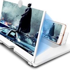 12 inch Phone Screen Magnifier, 3D HD Phone Screen Amplifier with Adjustable Bracket Anti Blue Radiation Eye Protective Movie Video Expanders with Pullable Design for All Smartphone White