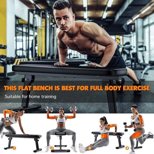 NEW SALE | Weight Bench Folding Workout Bench with Carrying Handle Flat Home Training Multiuse Fitness Bench
