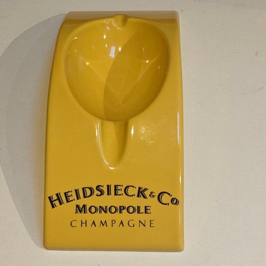 Vintage Heidsieck & Co. Monopole Champagne Yellow Ceramic Ashtray l