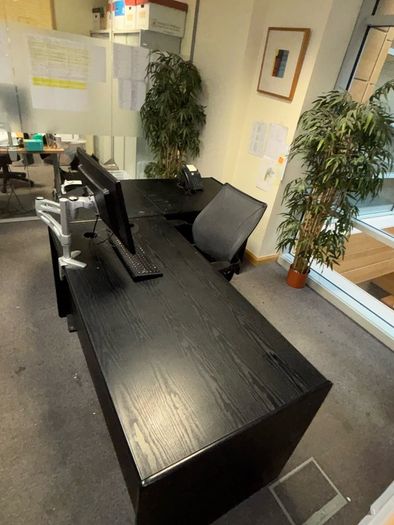 Black wooden desk