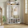 White 4 in 1 Entryway Coat Rack with Shoe Storage and Bench Modern Country Image 4