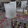 Antique French 20th century brass and 6 opaline glass Chandelier, plus two wall lights, 1970s Image 2