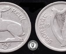 [#118] - Ireland 1928 | Irish 3d | Three Pence | Hare | KM.4