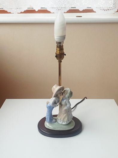 Irish Vintage Table Lamp by Mahoona  Lighting  porcelain figurine on the wooden base Height 43 cm
