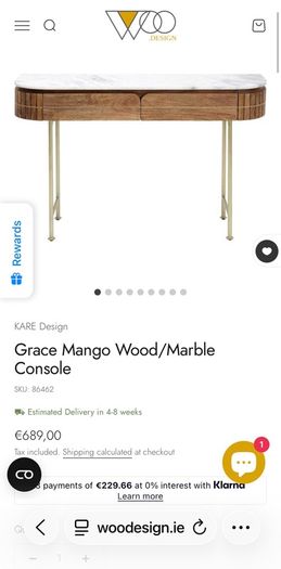 Kare Design - Grace Mango Wood/Marble Console