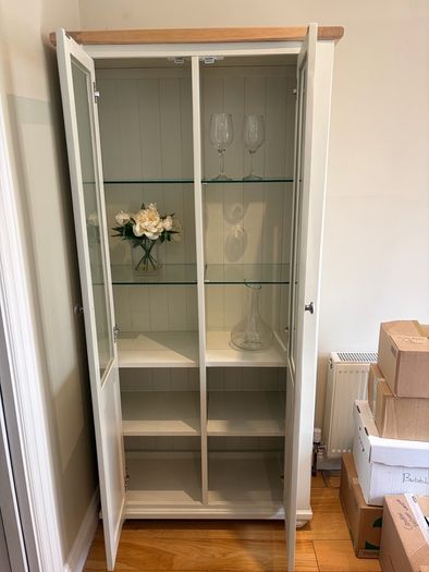 Solid Wood Dining Display Cabinet Cream Colour