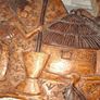 Beautiful Large Old Hand-Carved Wood Panel Indonesian Rural Village Life Scene Sculpture. Post Available, Beautifully carved from a single piece of wood Ideal for Home or Stage Movie Props Image 8